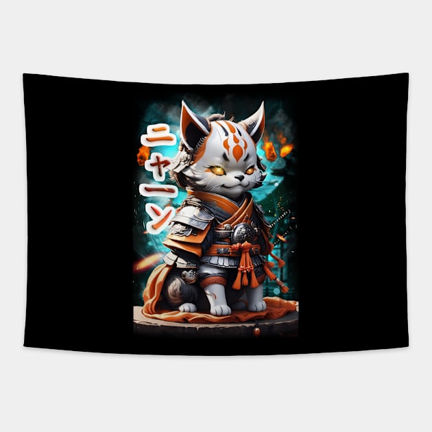 Samurai Cat 02 Tapestry by KawaiiDread