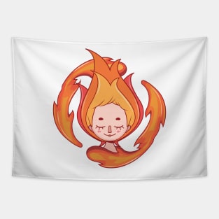 Stylized girl depicting the fire element Tapestry