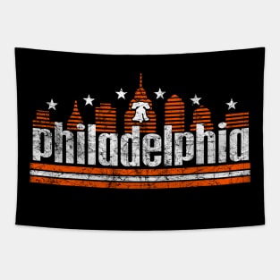 Vintage RETRO PHILLY SKYLINE ORANGE AND BLACK PHILADELPHIA FAN Tapestry