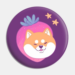 Shiba inu dog strawberry Pin