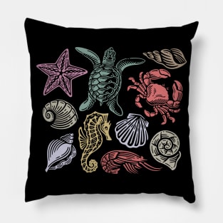 Set Sea Animal Vintage Pillow