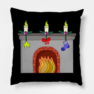 Cozy Christmas Fireplace Pillow