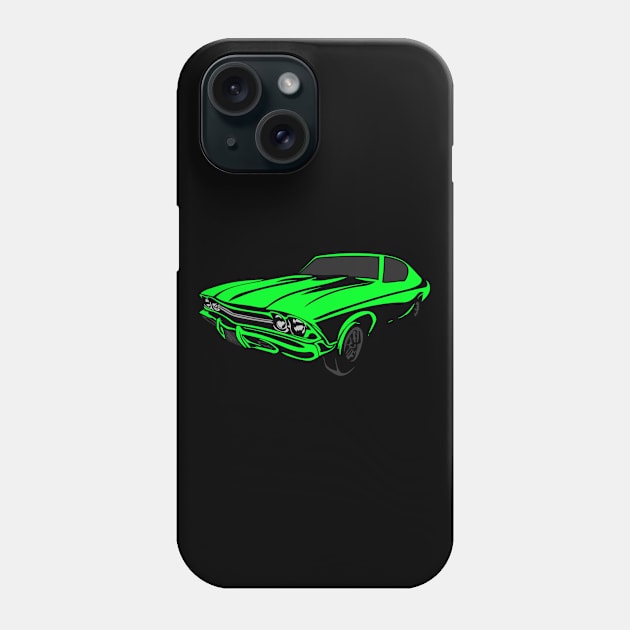 Green Neon Muscle Car Phone Case by alexwestshop