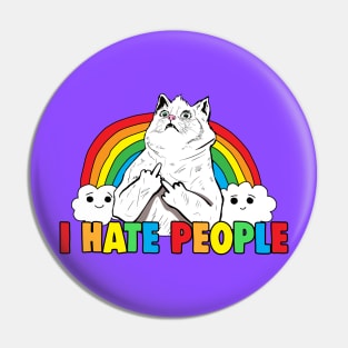 Fluff Off Rainbow Cat Hates People Pin