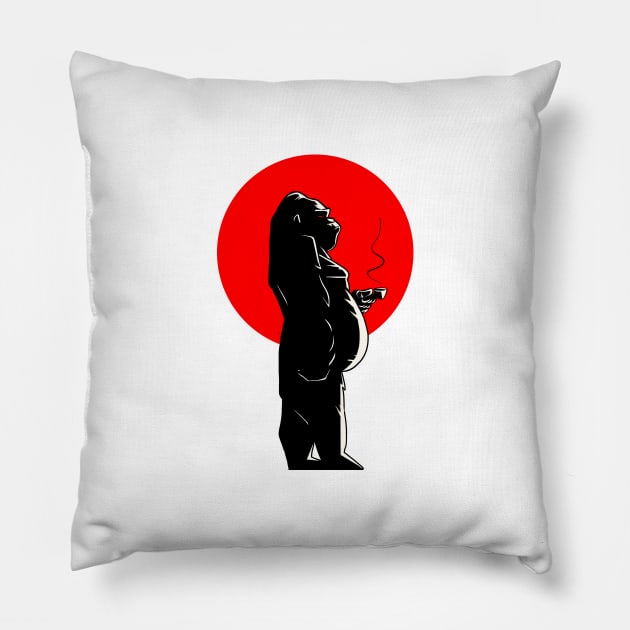 Gorilla & Coffee time Pillow by TomiAx