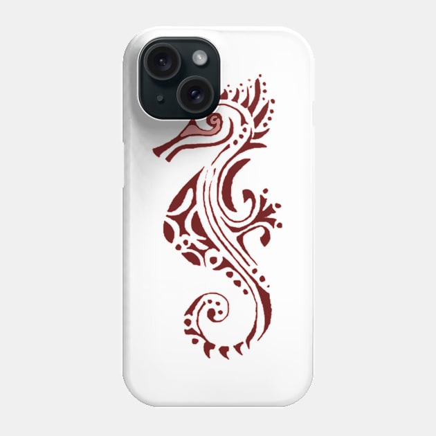 Seahorse red tattoo Phone Case by Zamen