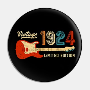 Vintage 1924 Birthday Retro Music Lover Guitarist Pin