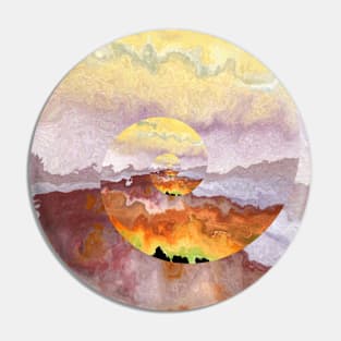 Mountains Watercolor Desert Yellow Pin