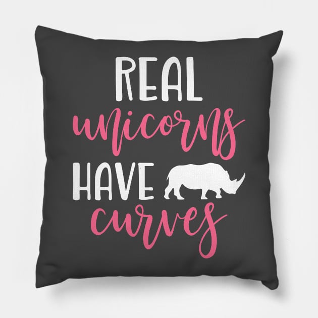 Real unicorns Have Curves Rhino Pillow by teevisionshop