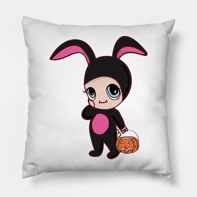 Bunny Girl Pillow by mrsmauve