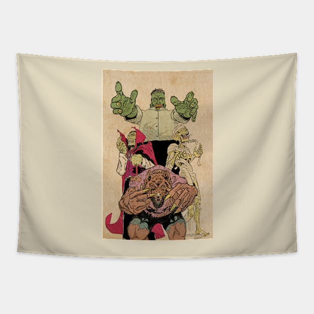 Classic Monsters Tapestry by BarnesComicArt