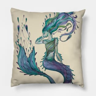 Beach Hair, Don’t Care, Watercolor Mermaid Pillow