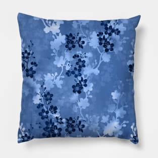 Sakura blossom in blue Pillow