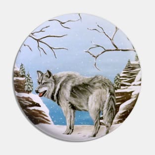 Wolf in Winter Pin