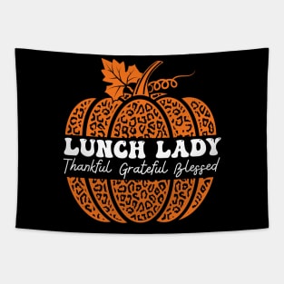 Lunch Lady Crew Leopard Pumpkin Fall Autumn Thanksgiving Tapestry