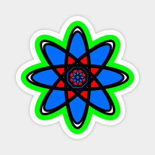 Red and Blue Atom - Flower Magnet