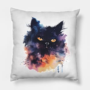 Persian Cat Water Color Pop Art Design for Cat Lover Pillow