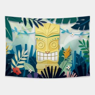 Tiki Statue Tapestry