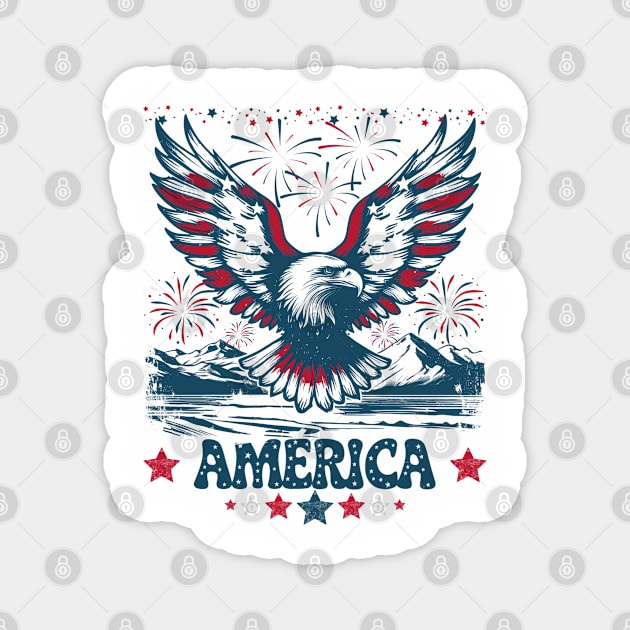 Eagle American Patriotic Fireworks Magnet by JessArty