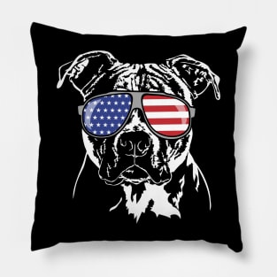 Proud American Staffordshire Terrier American Flag sunglasses Pillow