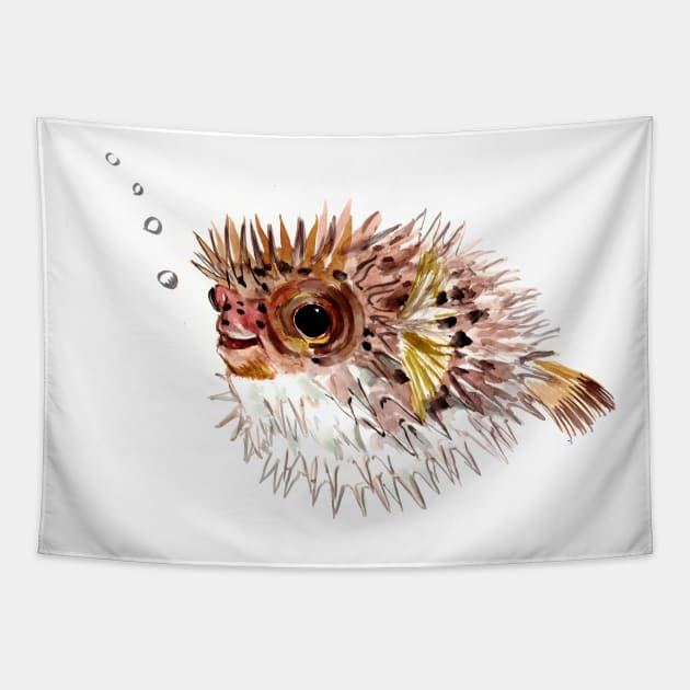 Pufferfish , coral fish, cute fish art, cute animals, animals, animal art Tapestry by surenart