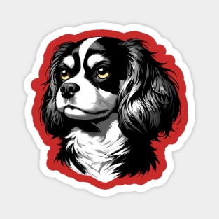 Stunning and Cool English Toy Spaniel Monochrome and Gold Portrait for Father's Day Magnet