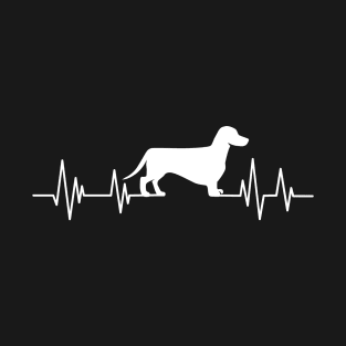 Dachshund Heartbeat wiener dog Heartbeat Silhouette badger dog T-Shirt