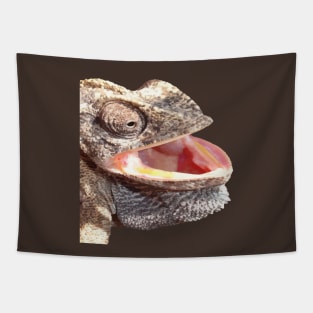 Geeky Chameleon Close Up Photograph Vector Cut Out Tapestry