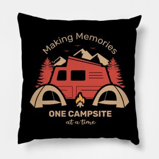 making memories at one campsite, vacation, honeymoon, loveaffair with mountains, camping, outdoor sports Pillow