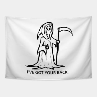 Grim reaper- I've got your back. funny sketch and quote Lettering Digital Illustration Tapestry