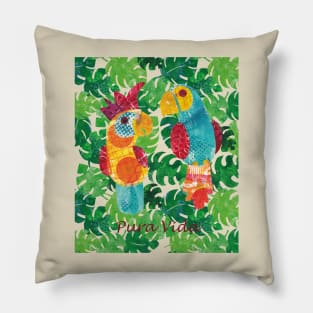 Pura Vida! Parrot and cockatoo chitchat Pillow