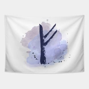 Fehu, Violet Blue Watercolor (Runes & Watercolors) Tapestry