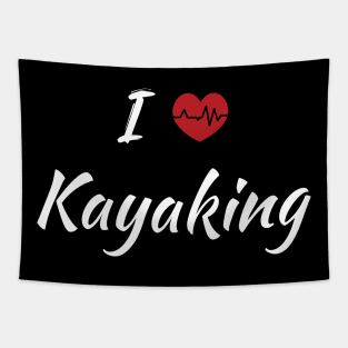 I Love Kayaking Cute Red Heartbeat Tapestry