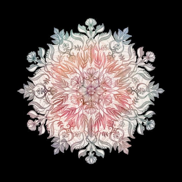 Autumn Spice Mandala in Coral, Cream and Rose by micklyn