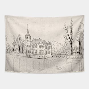 Bouvigne Castle Breda Netherlands Architecture Pen Ink Illustration Tapestry