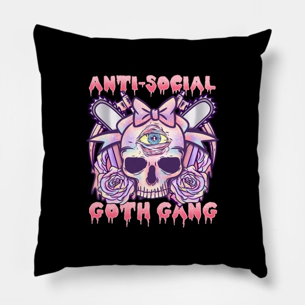 Anti Social Goth Gang I Anime Manga Kawaii print Pillow by biNutz