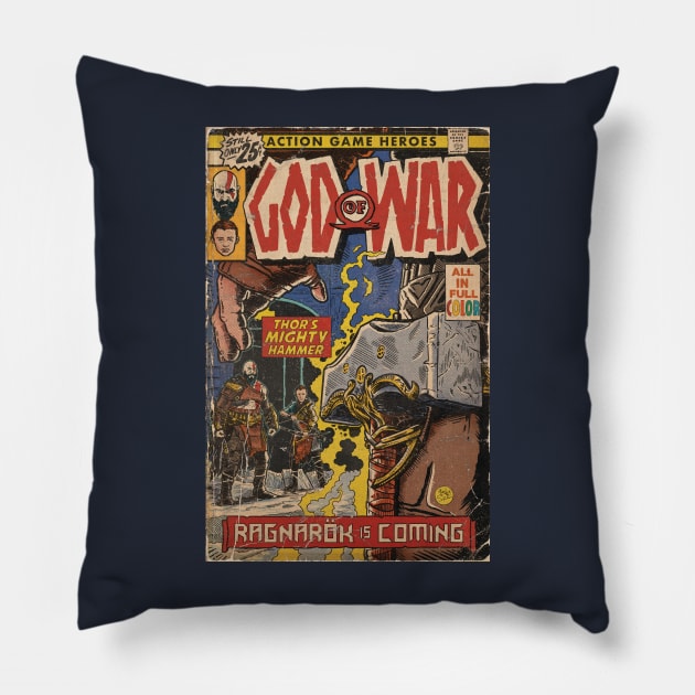 God of War Ragnarök Comic book cover Fan Art Pillow by MarkScicluna