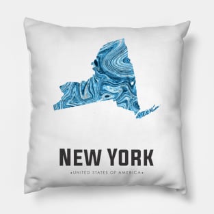 New york state map abstract blue Pillow