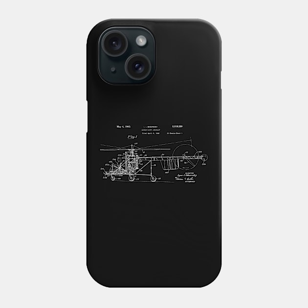 Helicopter Patent Blueprint I I Sikorsky Phone Case by Rebus28