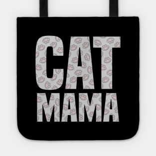 cat mama grey cat paws pattern Tote