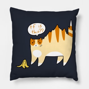 Cat Scared of Banana Peel Pillow