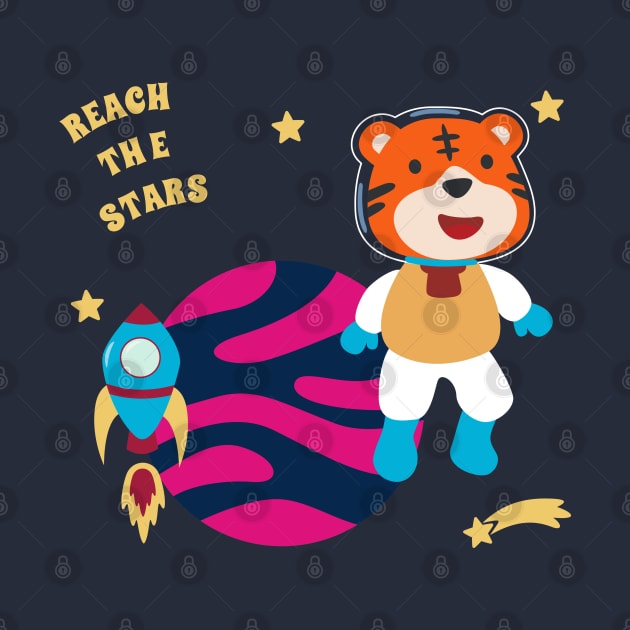 Space tiger or astronaut in a space suit with cartoon style. by KIDS APPAREL