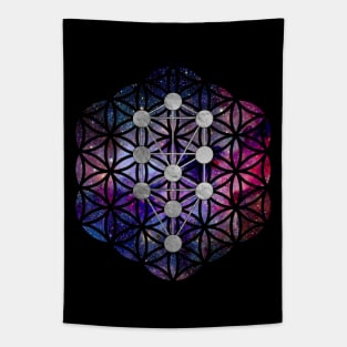 Kabbalah The Tree of Life on flower of life Tapestry