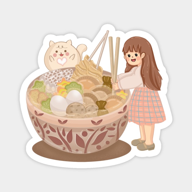 Make delicious oden hot pot Magnet by Athikan