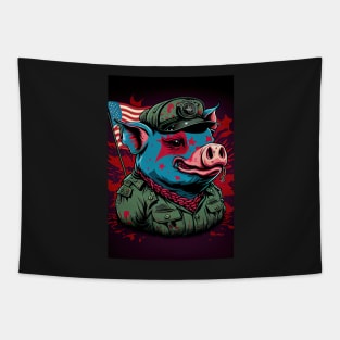 Psychedelic Pig with Flag Tapestry