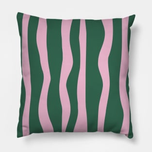 Vertical Lines - Pink Green Pillow