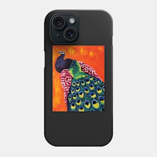 Look At Me - Peacock with Orange Background Phone Case