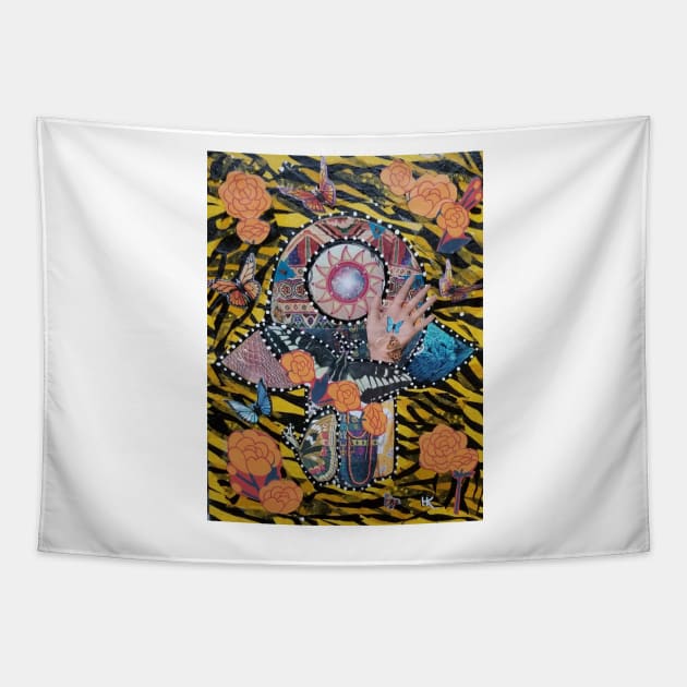 BUTTERFLY EFFECT Hamsa by Harriette Knight Tapestry by harrietteknight