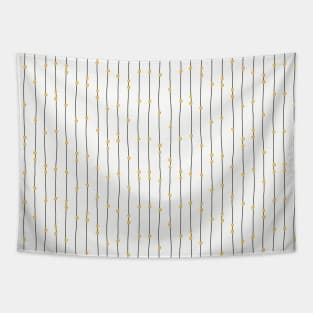 Metallic Golden Dots On Black Stripes Tapestry