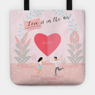 Happy Valentine's Day - Love is in the air! Lettering Contemporary Art Tote